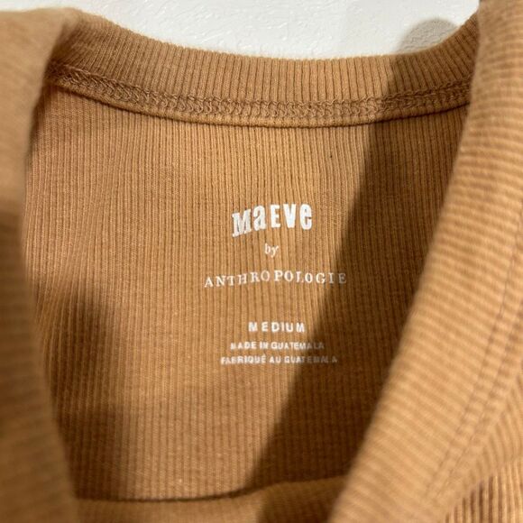 Maeve by Anthropologie Ribbed Tan Sleeveless Tank Top Size Medium - Picture 3 of 5